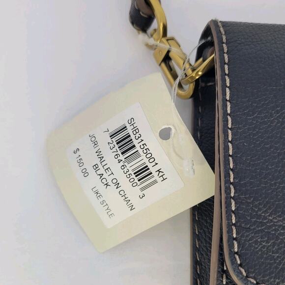 Fossil Women's Jori Wallet On Chain Black Crossbody SHB3155001 Flap Leather Club - Picture 3 of 11